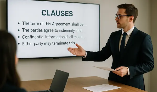 a lawyer using a TV screen to give a presentation a lawyer using a TV screen to give a presentation