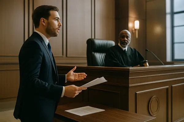 a lawyer presenting his case in a courtroom a lawyer presenting his case in a courtroom