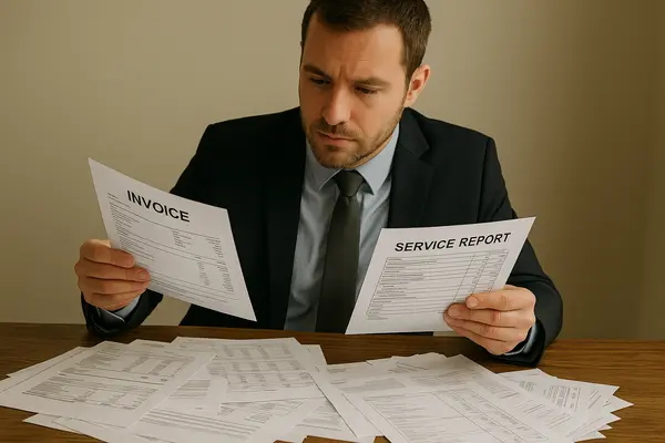 a lawyer sitting in his office reading legal documents