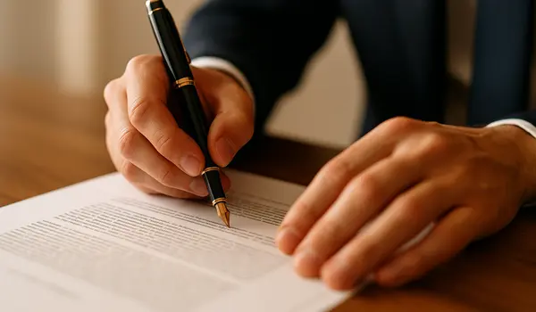 a lawyer using a pen to highlight a document a lawyer using a pen to highlight a document