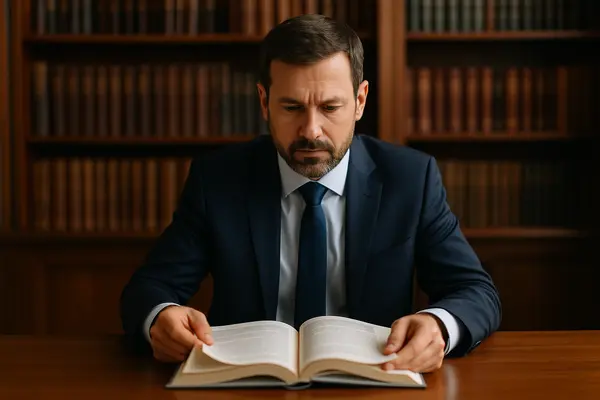 a male lawyer reading a legal book a male lawyer reading a legal book