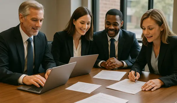 a group of lawyers in a meeting a group of lawyers in a meeting