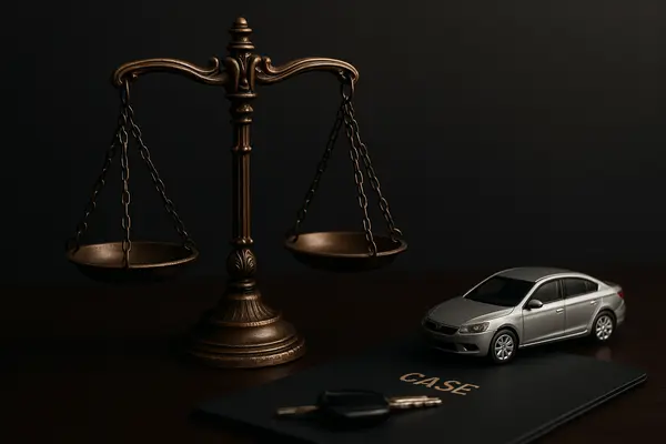 scales of justice on a lawyer's office desk